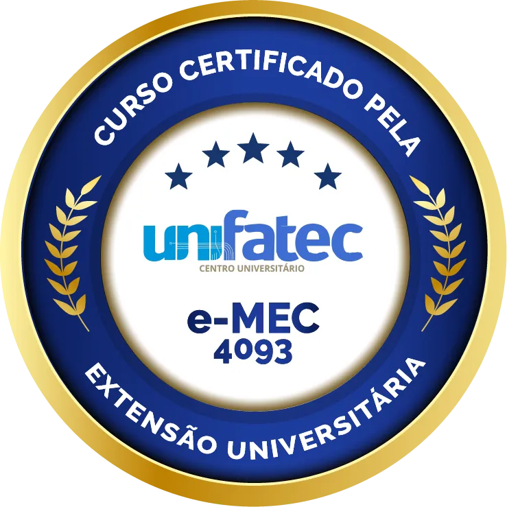 Selo de curso certificado pela UNIFATEC — extensão universitária, e-MEC 4093